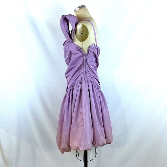 Vintage 70s 80s Victor Costa Dress Asymmetrical 2 4 Lavender - Picture 7 of 14